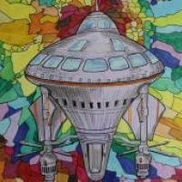 中学生科幻画《量子时代的星际旅行》