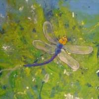 夏日里的小蜻蜓油画夏天的画分享