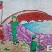抗战主题儿童画-领导作战