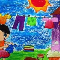 快乐晾衣记二年级五一节绘画图片分享