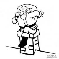 圣诞老人简笔画 跳烟囱的圣诞老人简笔画