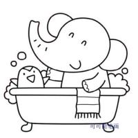 洗澡的大象简笔画