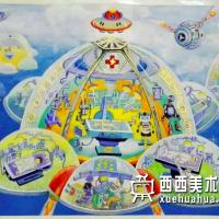 二等奖中学生获奖科幻画《太空流动医院》欣赏