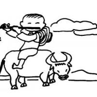 清明节简笔画图片 牛背上的牧童