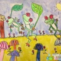 快乐的小青蛙夏天图画儿童画作品分享