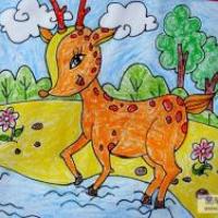 儿童画 可爱的小鹿