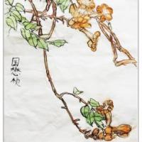水墨画 盛开的花