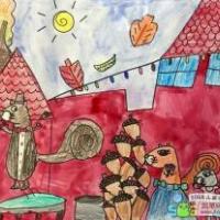 忙碌的松鼠一家人画秋天图画分享