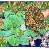 一等奖小学生获奖科幻画《神奇野山椒--乙酯提炼灭虫机》赏析