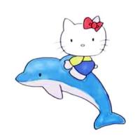 抱着海豚的 Hello Kitty 看起来好开心啊