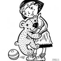 小女孩抱着她的大泰迪熊