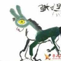 儿童中国画作品可爱的小毛驴