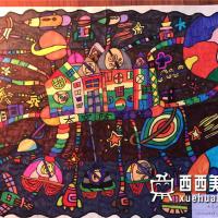 三等奖小学生获奖科幻画《太空防疫站》欣赏