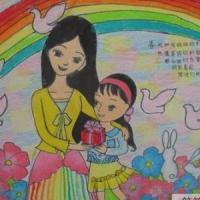 关于妇女节的儿童画-送礼物给妈妈