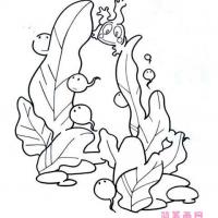 儿童蝌蚪简笔画图片：水草里的蝌蚪