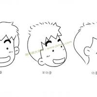 男生正面侧面头像简笔画