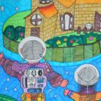 关于太空的儿童科幻画《太空家园》欣赏