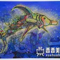 一等奖小学生获奖科幻画《海底生物维护机器鱼》赏析