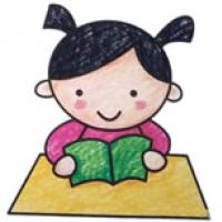 读书的小女孩简笔画图片