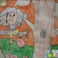 爬树摘苹果三年级有趣的暑假画作品赏析