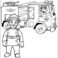 消防员和消防车简笔画