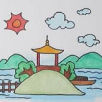 简单又美丽的公园怎么画,美丽的公园风景简笔画