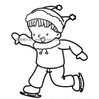 冬天绘画素材 小男孩滑冰