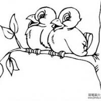 鸟儿枝头唱歌简笔画