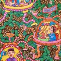 一等奖小学生科幻画《松花粉、松果采摘的智能管家》