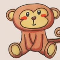 一只猴子简笔画彩色画法步骤图解教程