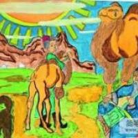 国外获奖作品儿童画-沙漠的骆驼