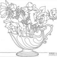 花简笔画图片大全 漂亮的玫瑰花束