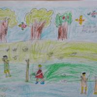 五一劳动节儿童画-亲近我们的大自然