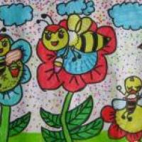 可爱的小蜜蜂水彩画