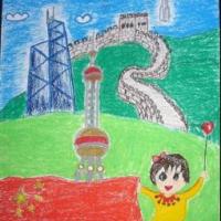 国庆节主题儿童画-国庆去游玩