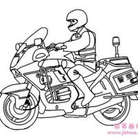 交警骑警察摩托车简笔画图片