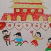 一年级国庆节儿童画-庆祝国庆