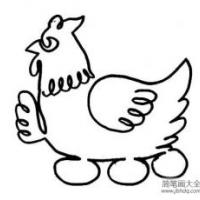 一笔画母鸡孵蛋的画法