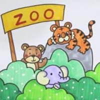 一步一步教画动物园,非常简单的动物园简笔画