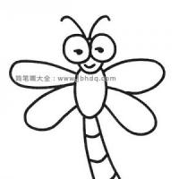 一组可爱的卡通蜻蜓简笔画图片
