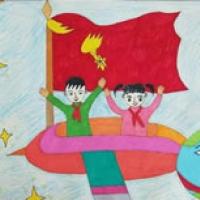 庆祖国70华诞国庆节主题儿童画创意作品