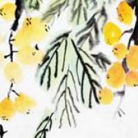 儿童画黄橙橙的枇杷，中国画作品欣赏