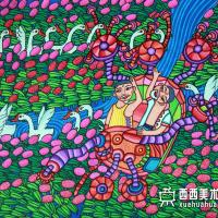 二等奖小学生科幻画《毛拉草采摘、提炼、加工一体机》赏析