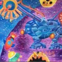 优秀三等奖获奖科幻画《外星星球能源探索采集器》