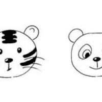 老虎和熊猫头像简笔画的画法步骤图解教程