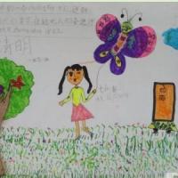清明放风筝一年级清明节绘画作品分享