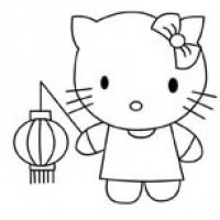 挑灯笼的卡通猫简笔画动物 挑灯笼的卡通猫动物简笔画步骤图片大全