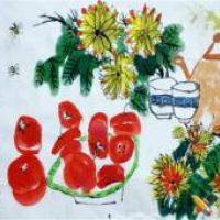 儿童中国画作品欣赏《茶香秋意》