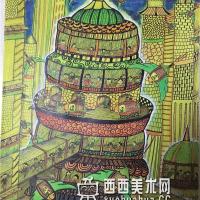 小学生获奖科幻画《太空中转站》